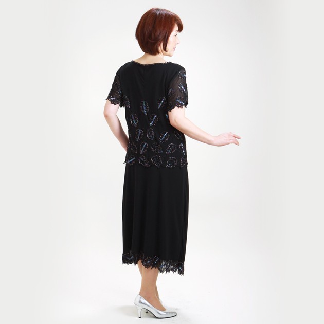 フォーマル レディース レンタル 結婚式 服装 11号 黒 ツーピース kt