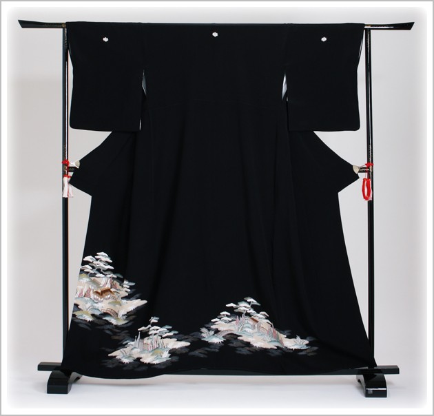 留袖 レンタル NT-572 黒留袖フルセット 結婚式 60代 70代 送料無料 留袖レンタル 黒留袖レンタル 正絹 着物レンタル 留袖 フルセット NT