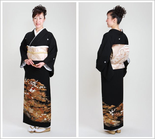 留袖 レンタル NT-747 黒留袖フルセット 結婚式 50代 60代 送料無料 留袖レンタル 留袖レンタル50代 黒留袖レンタル 着物レンタル 留袖