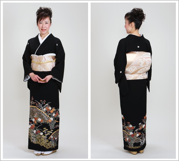 留袖 レンタル NT-865 黒留袖フルセット 結婚式 50代 60代 送料無料 留袖レンタル 留袖レンタル50代 黒留袖レンタル 正絹 着物レンタル