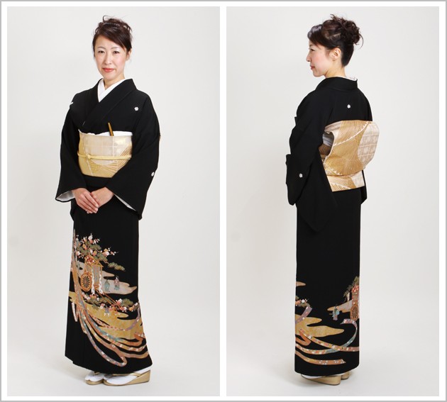 留袖 レンタル 背の高い方 NT-905 黒留袖フルセット 結婚式 40代 50代 60代 送料無料 留袖レンタル 留袖レンタル50代 黒留袖レンタル 正絹 大きいサイズ