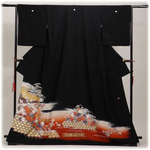 留袖レンタル 大きいサイズ 黒留袖レンタル 正絹 広巾 着物レンタル 留袖 フルセット NT-L588  結婚式 母親 服装 20代 30代_4