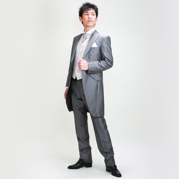 ロングタキシード　グレー タキシード レンタル グレーロングタキシード 新郎 レンタルタキシード