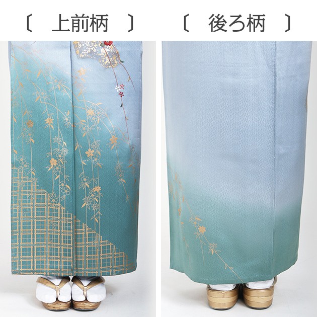 訪問着 単衣 レンタル 6月 9月向け着物 ブルーグレー色 NT-303 9月 夏