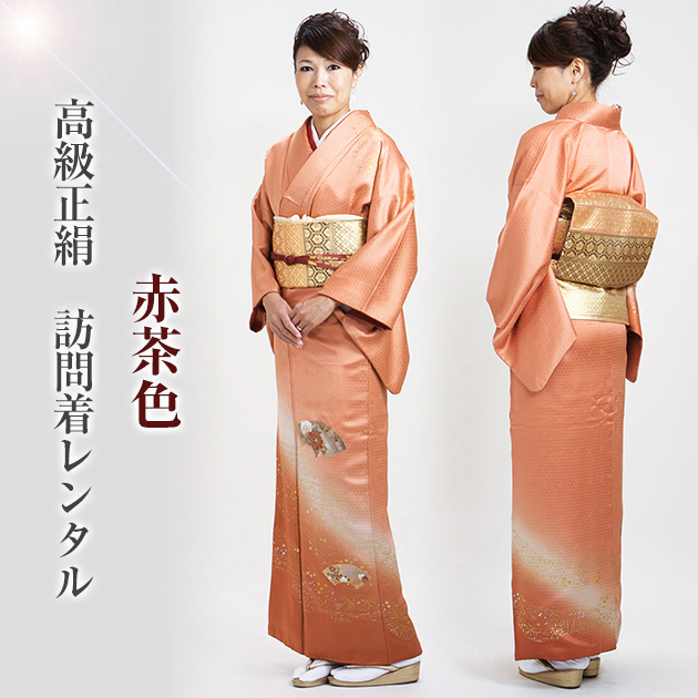 訪問着 レンタル 正絹 50代 卒業式 必要なもの一式 結婚式 赤茶色 NT