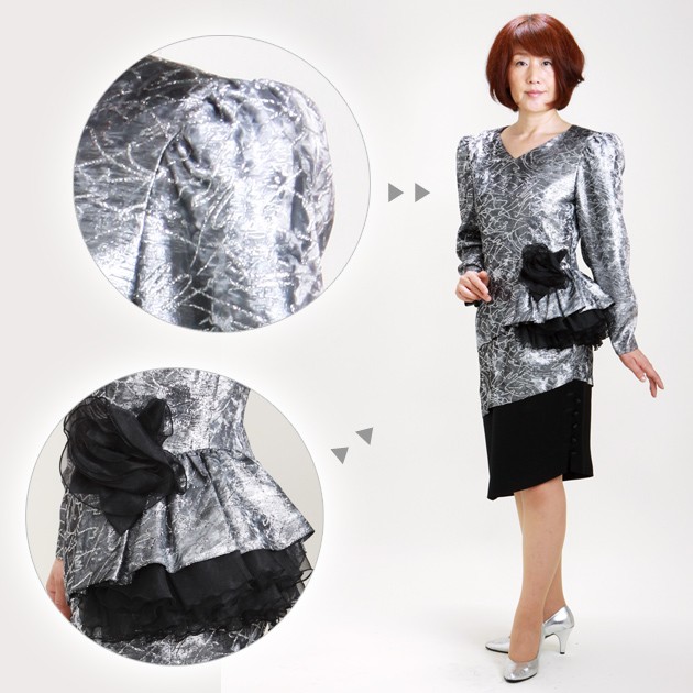 フォーマルドレス レンタル 結婚式 9号 シルバー ツーピース uco-0476-s 母親 ドレス 服装 母 叔母 衣装 50代 60代 フォーマル レディース レンタル 結婚式 服装 9号 シルバー ツーピース