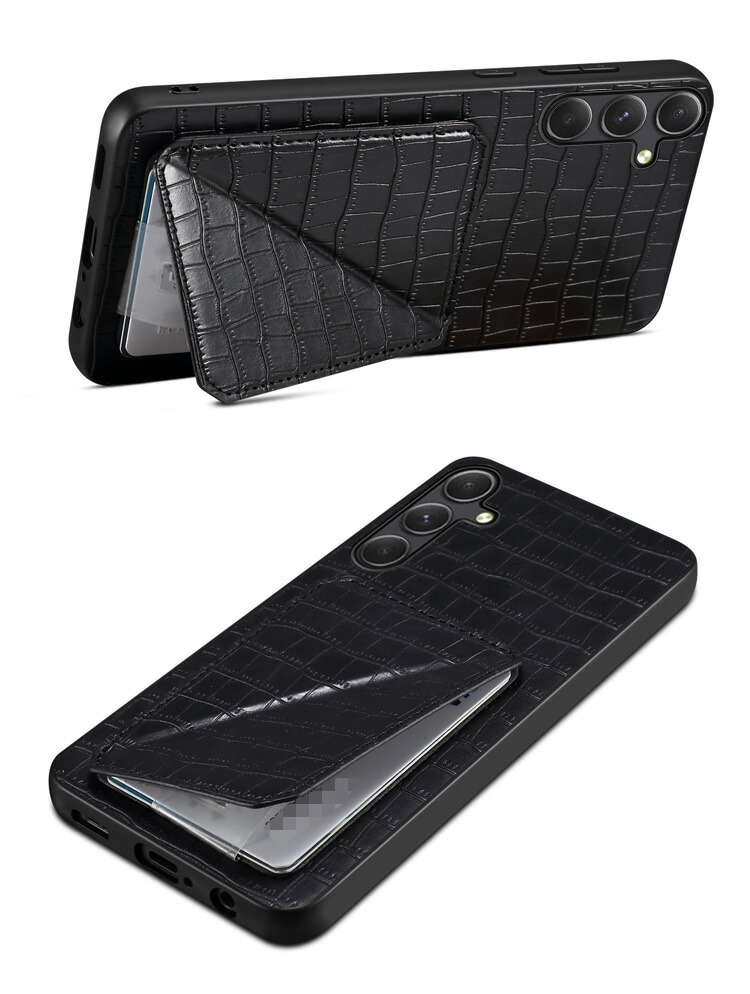 Galaxy A55 5G ケース カバー PUレザー 背面レザーケース クロコダイル調 カード収納 スタンド機能 ストラップホール付き Samsung スリム サムスン｜it-donya｜02