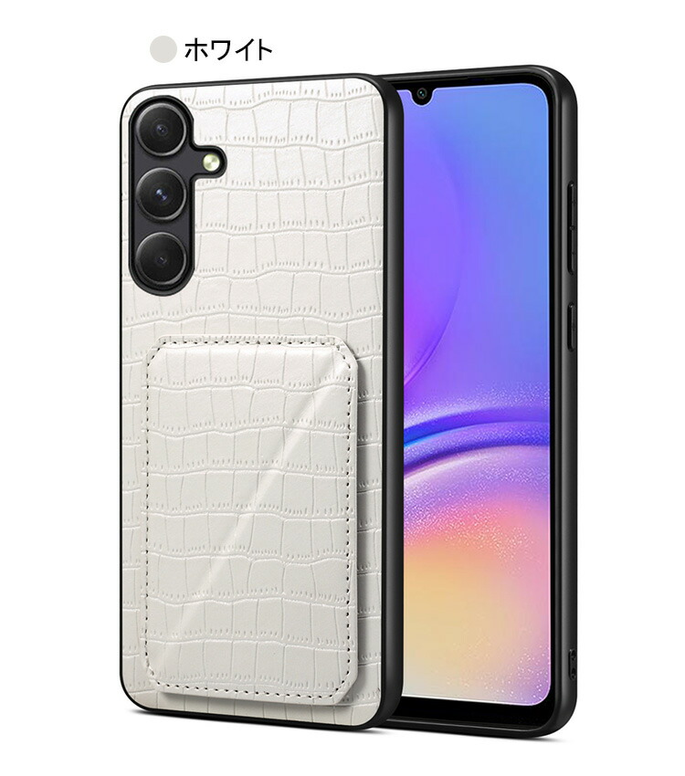 Galaxy A55 5G ケース カバー PUレザー 背面レザーケース クロコダイル調 カード収納 スタンド機能 ストラップホール付き Samsung スリム サムスン｜it-donya｜07