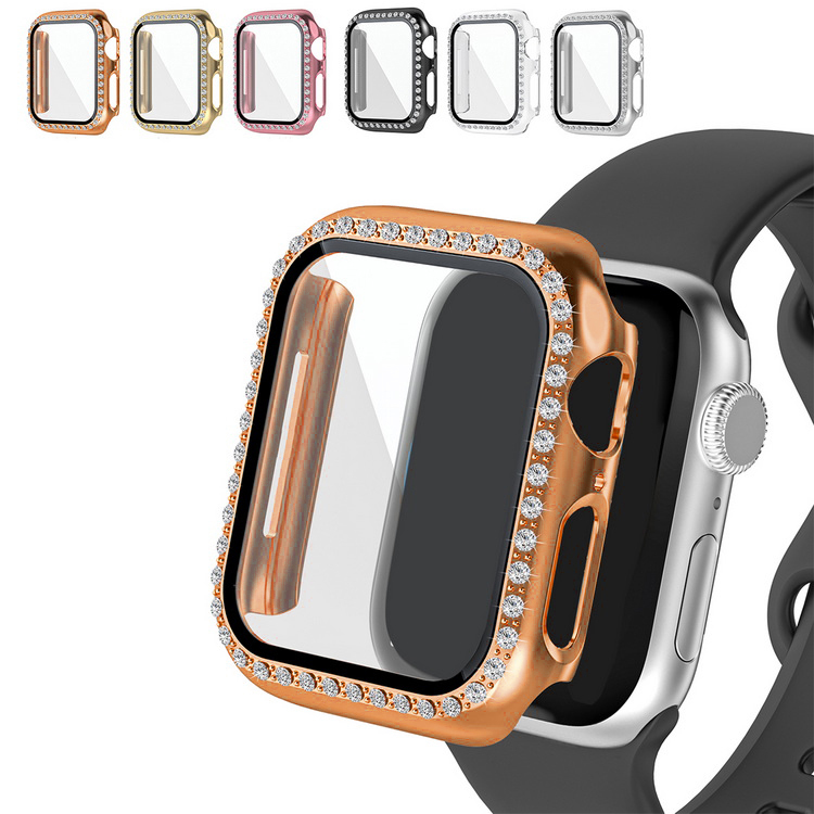 Apple Watch Series 7 ケース カバー ガラスフィルム付き 強化ガラス 液晶保護フィルム かわいい ラインストーン きらきら メッキ  プラスチック 41mm/45mm :awat7-dmd1-w211208:スマホカバーのKEITAICASE - 通販 - Yahoo!ショッピング