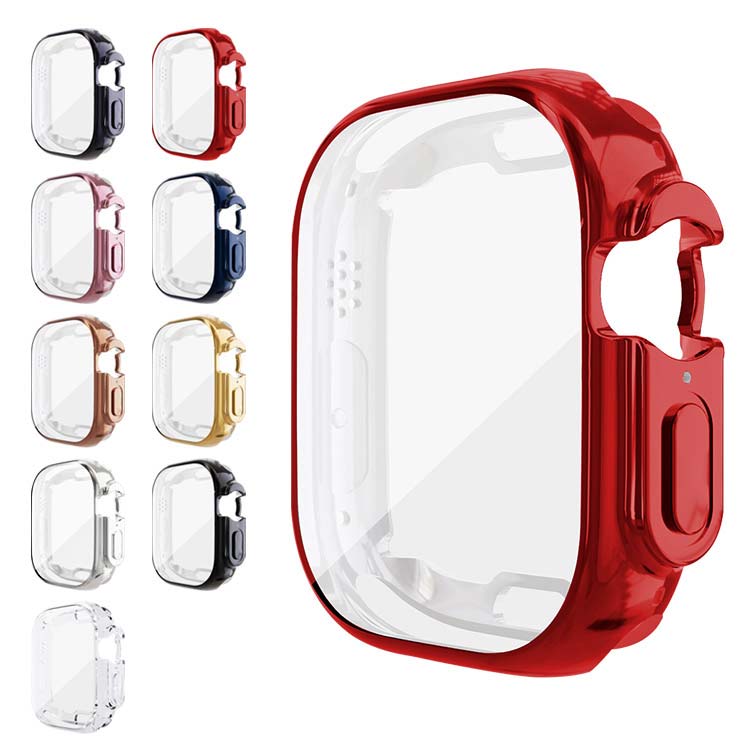 Apple Watch Series 9/8/7/Ultra 2/1 �P�[�X �J�o�[ �t���ی� TPU ���b�L �\�t�g�P�[�X �A�b�v���E�H�b�` �V���[�Y9/8/7/�E���g��2/1 41mm/45mm/49mm