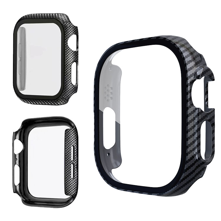 Apple Watch Series 9/8/7/Ultra 2/1 ケース カバー カーボン調 強化 
