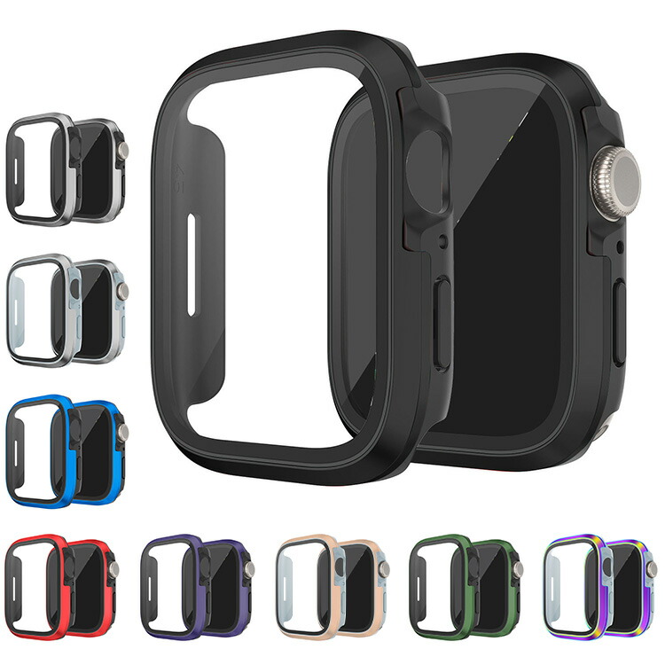 Apple Watch Series 10 ケース 耐衝撃 カバー TPU＆アルミバンパー 強化ガラス ガラスフィルム付き 液晶保護ケース かっこいい アップルウォッチ10 | 