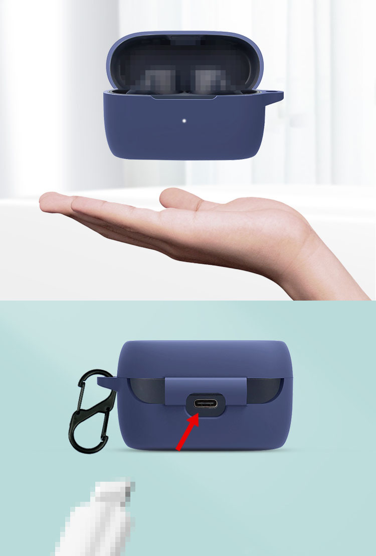 Jabra Elite 3 ケース / カバー カラビナ付き シリコン ワイヤレスイヤホン 保護カバー ジャブラ エリート 3 保護ケース