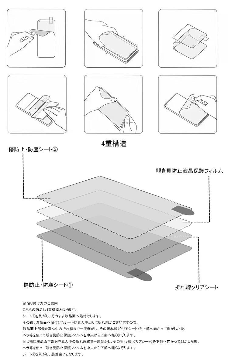 Galaxy Z Flip4 液晶保護 覗き見防止 フィルム ギャラクシーZ フリップ4 SCG17 SC-54C PET 画面保護 フィルムステッカー 保護フィルム｜it-donya｜04