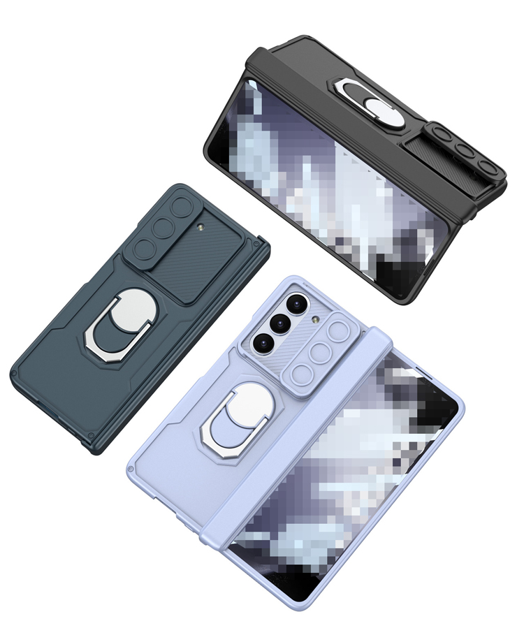 Galaxy Z Fold 5 ケース 耐衝撃 カバー 折りたたみ型 画面保護強化ガラス一体型 一体型リング付き マグネット式車載ホルダー対応 2重構造 スタンド機能｜it-donya｜02