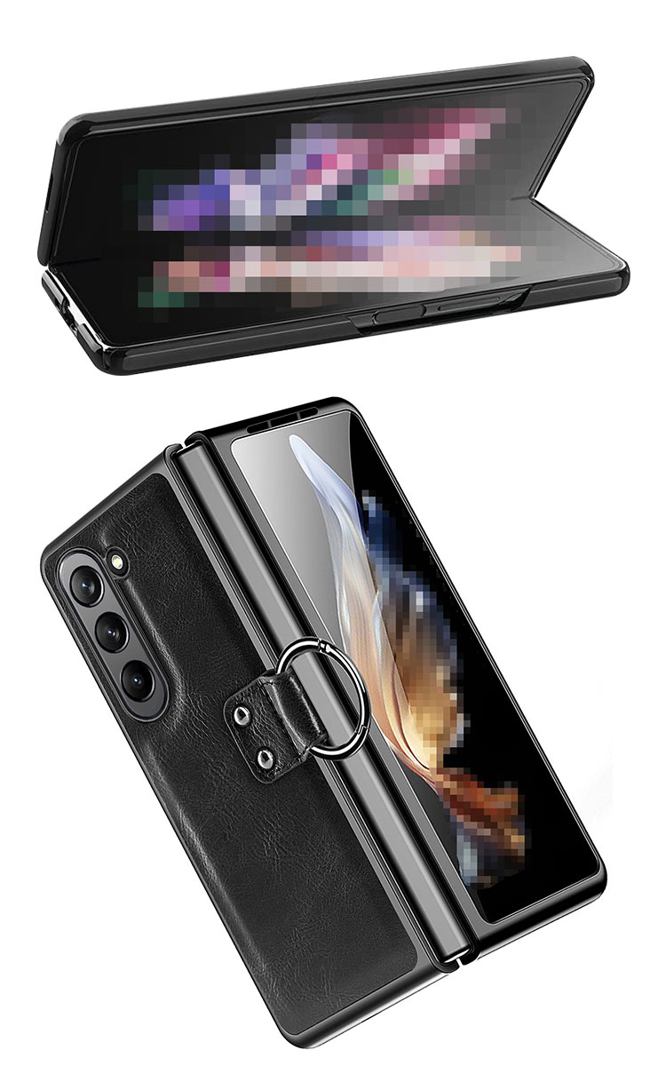 Galaxy Z Fold 5 ケース カバー 折りたたみ型 PUレザー リング付き