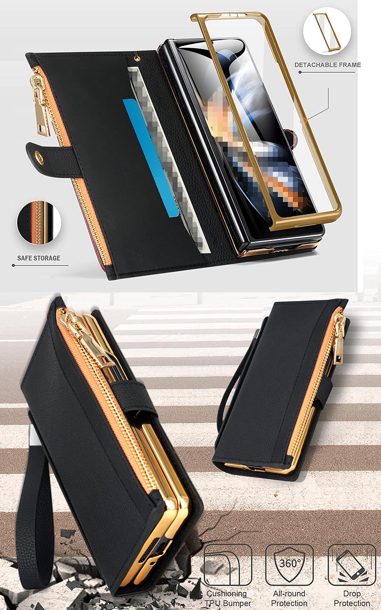 Galaxy Z Fold 5 ケース カバー 手帳型 PUレザー 画面保護強化ガラス一体型 スタンド機能 ペン収納 カード収納 ストラップ付き ストラップ付き サムスン｜it-donya｜03