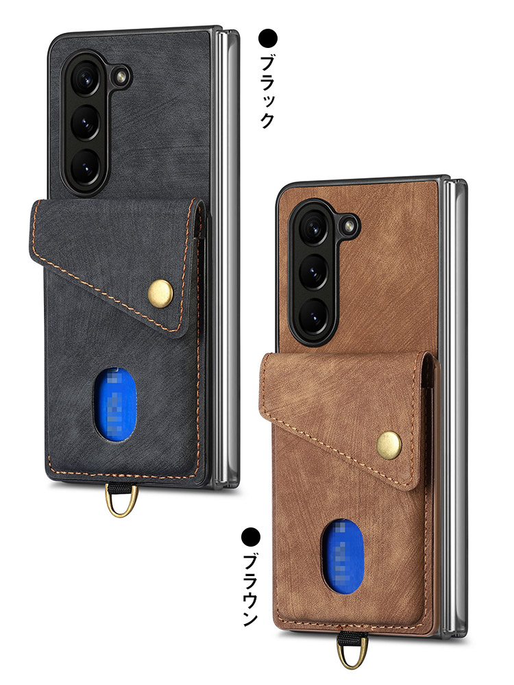 Galaxy Z Fold 6 ケース 耐衝撃 カバー 折りたたみ型 カード収納付き