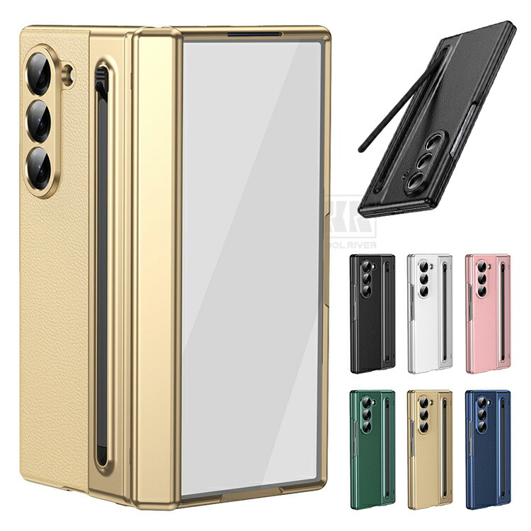 Galaxy Z Fold8 �P�[�X �J�o�[ �܂肽���݌^ �����K���X�t�B�����t�� �����K���X+�v���X�`�b�N ���b�L PU���U�[ �y�����[ �^�b�`�y���t�� �O�ʋ����K���X