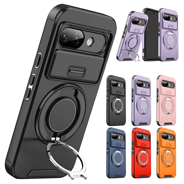 Pixel10a �P�[�X �ϏՌ� �J�o�[ �}�O�l�b�g���ԍڃz���_�Ή� �X���C�h���J���������Y�J�o�[�t�� �����Y�ی� �X�^���h�@�\ �����O�t�� 2�d�\�� Google