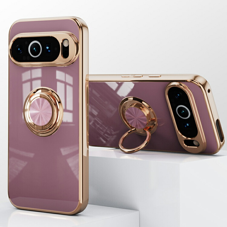 Pixel9 ケース Pixel 9 Pro / XL カバー メッキ TPU 一体型リング付き