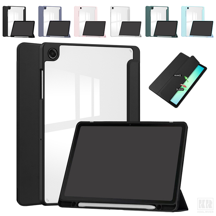 Galaxy Tab A11�P�[�X Tab A11+ 8.7/11�C���` �蒠�^ �J�o�[ �I�[�g�X���[�v �@�\�t�� �N���A �w�ʓ��� PU���U�[ �X�^���h�@�\ �y�����[ �T���X��