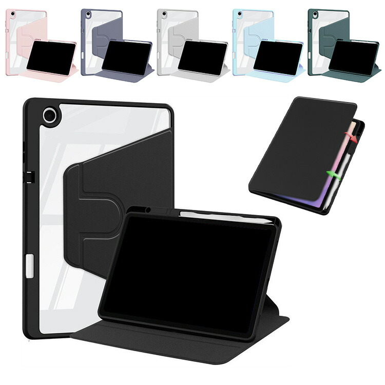 Galaxy Tab A11/A11+ �P�[�X 8.7/11�C���` �蒠�^ 360°��] �I�[�g�X���[�v �w�ʓ��� PU���U�[ �y�����[ �X�^���h�@�\ �ϏՌ� �y�� ������� Samsung