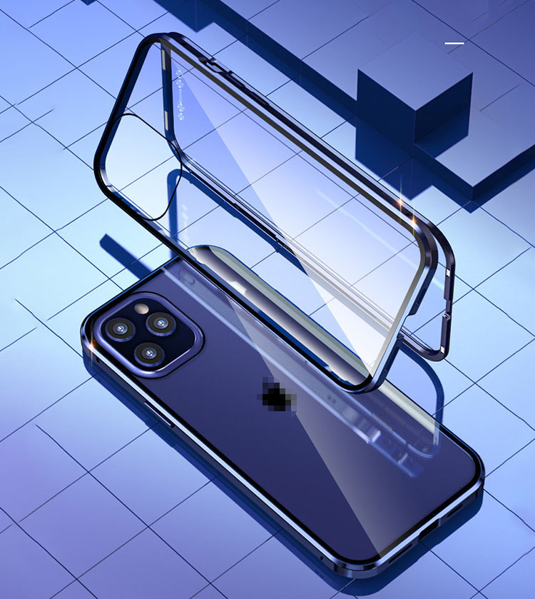iPhone12 / 12 mini / 12 Pro / 12 Pro Max ケース/カバー アルミ バンパー クリア 透明 両面 前後 ガラス マグネット かっこいい アルミサイドバンパー｜it-donya｜02