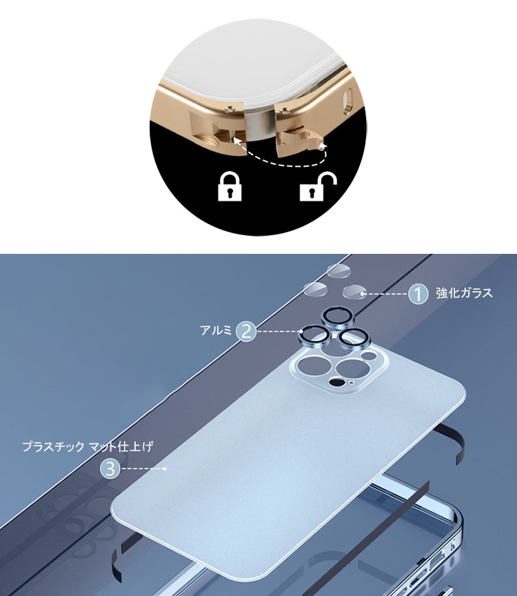 iPhone14/14 Plus/14 Pro/14 Pro Max ケース 耐衝撃 クリアケース&カメラレンズカバー レンズ強化ガラス付き プラスチック+アルミ｜it-donya｜03