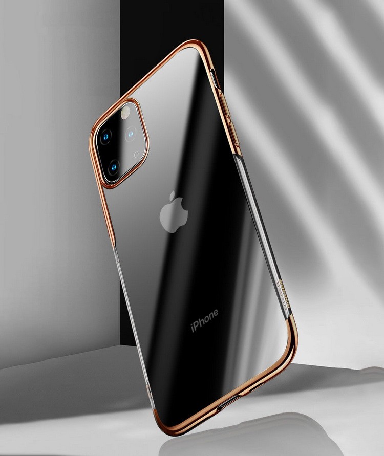 強化ガラス付き iPhone11/11 Pro/11 Pro Max クリアケース メッキ TPU