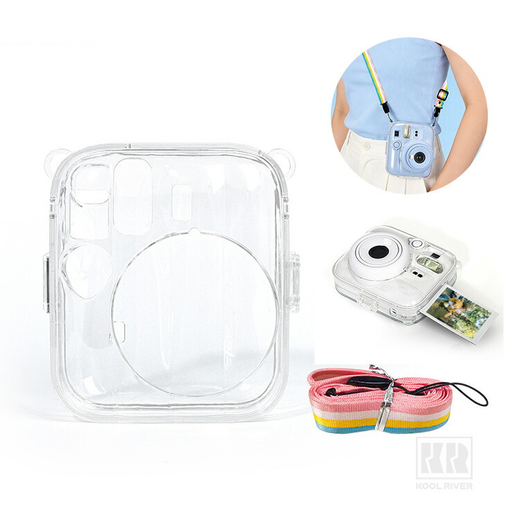 instax mini 13 �P�[�X �N���A �J�o�[ �V�����_�[�X�g���b�v�t�� ���� �v���X�`�b�N �n�[�h�P�[�X ���|�� �J�����o�b�O �J�����P�[�X �x�m FUJIFILM