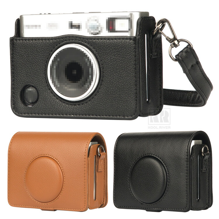 Insta instax mini Evo�Ή� �P�[�X �J�o�[ �V�����_�[�X�g���b�v�t�� PU���U�[ ���f�B�[�X ���|�� �������߉\ �J�����o�b�O �����Y�J�o�[�t�� FUJIFILM