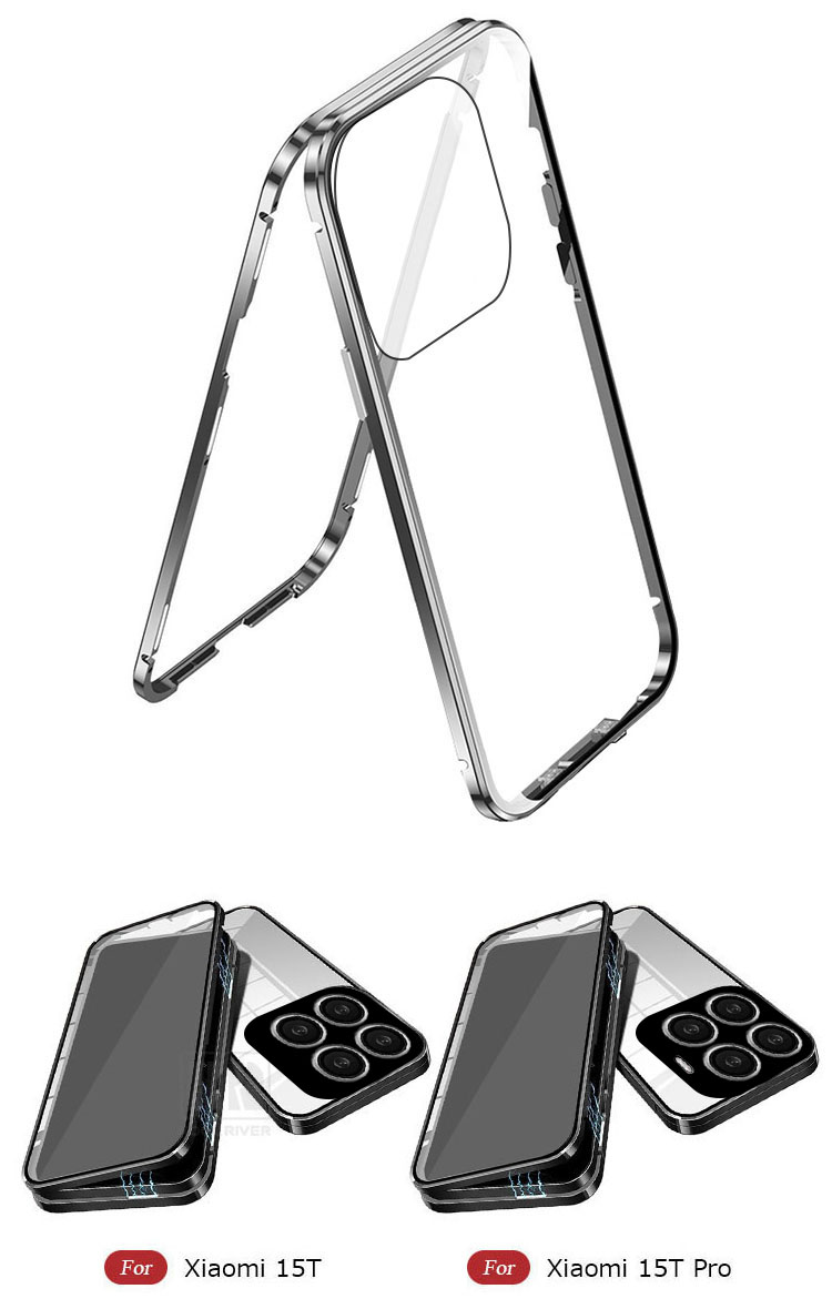 Xiaomi 15T ケース Pro アルミ バンパー カバー 前後強化ガラス