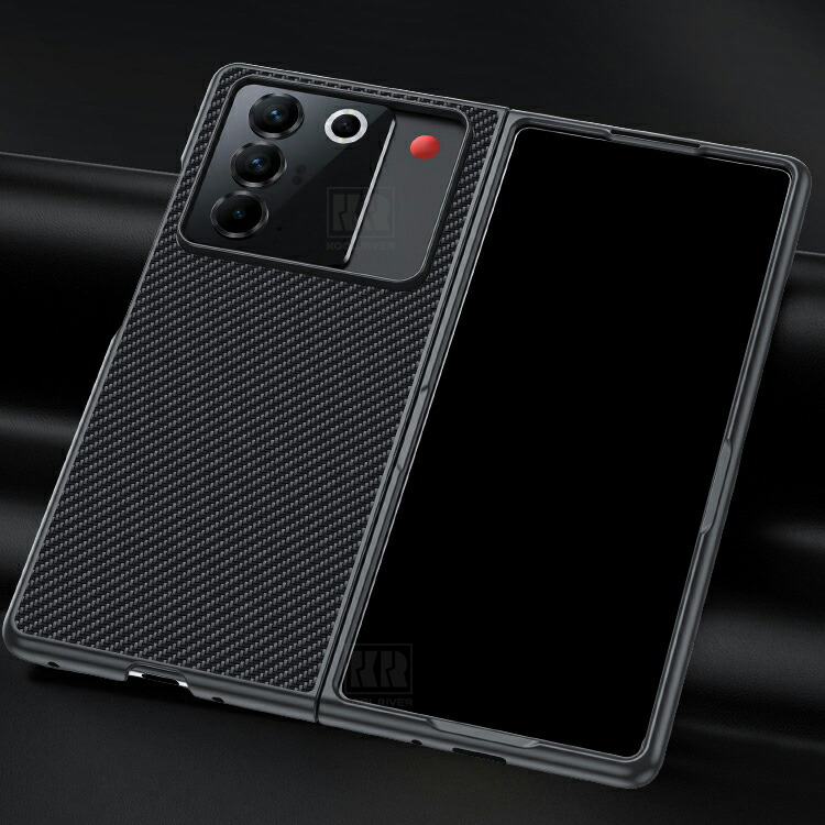 nubia Fold ケース 耐衝撃 カバー PUレザー カーボン調 背面ケース ZTE