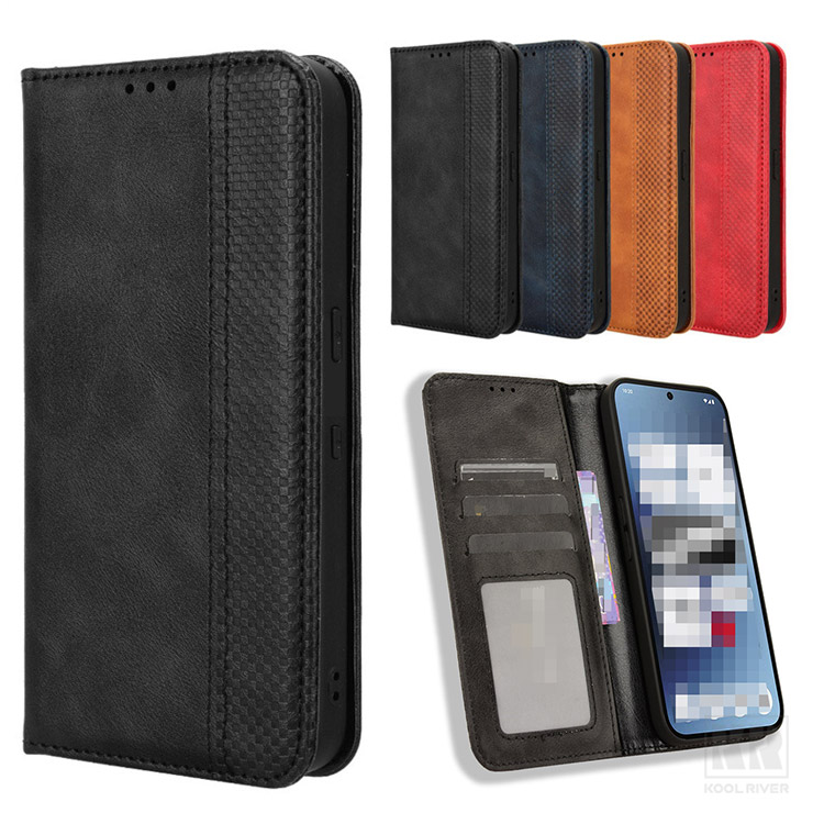 Nothing Phone 3a Lite �P�[�X �蒠�^ �J�o�[ PU���U�[ �i�q�͗l �蒠�^PU���U�[�P�[�X �X�^���h�@�\ �J�[�h���[ �X�g���b�v�� Nothing �i�b�V���O
