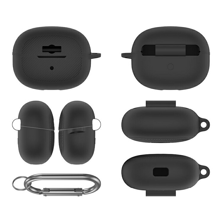 早い者勝ち❣️イヤホンケース　シリコン　シンプル　グレー　カラビナ付き Shokz OpenDots ONE ケース シリコン シンプル カラビナ付き