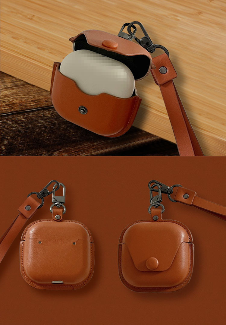 極美品　uni&co サイズS キャメル　レザーストラップ　カバー付き Shokz OpenFit ケース PUレザー カバー ビンテージ風 シンプル