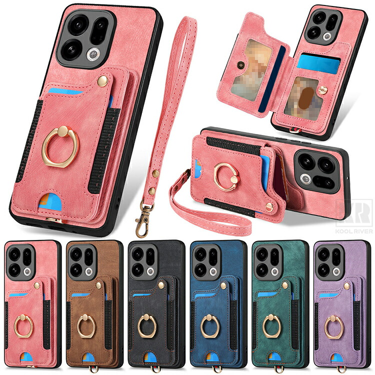 OPPO Find X9 �P�[�X �ϏՌ� X9 Pro �J�o�[ PU���U�[�P�[�X �X�g���b�v�t�� ��̌^�X�}�z�����O�t�� �X�^���h�@�\ �}�O�l�b�g���ԍڃz���_�Ή� �J�[�h���[