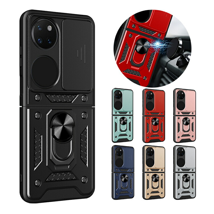 HUAWEI P50 Pocket �ϏՌ� �P�[�X/�J�o�[ �܂肽���݌^ �X���C�h���J���������Y�J�o�[�t�� �����Y�ی� �X�^���h�@�\ �����O�t�� 2�d�\�� �t�@�[�E�F�C ���