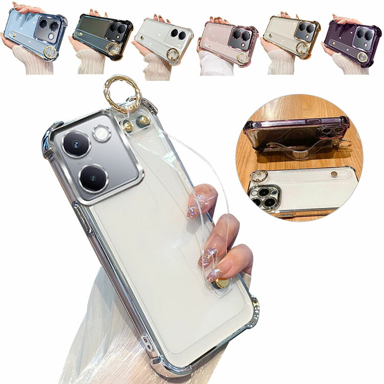 POCO M7 Pro 5G �N���A�P�[�X /�J�o�[ �N���A ���� �n���h�X�g���b�v ���b�L TPU �\�t�g�P�[�X �X�^���h�@�\ �p �ی� �R�[�i�[�o���p�[ ����