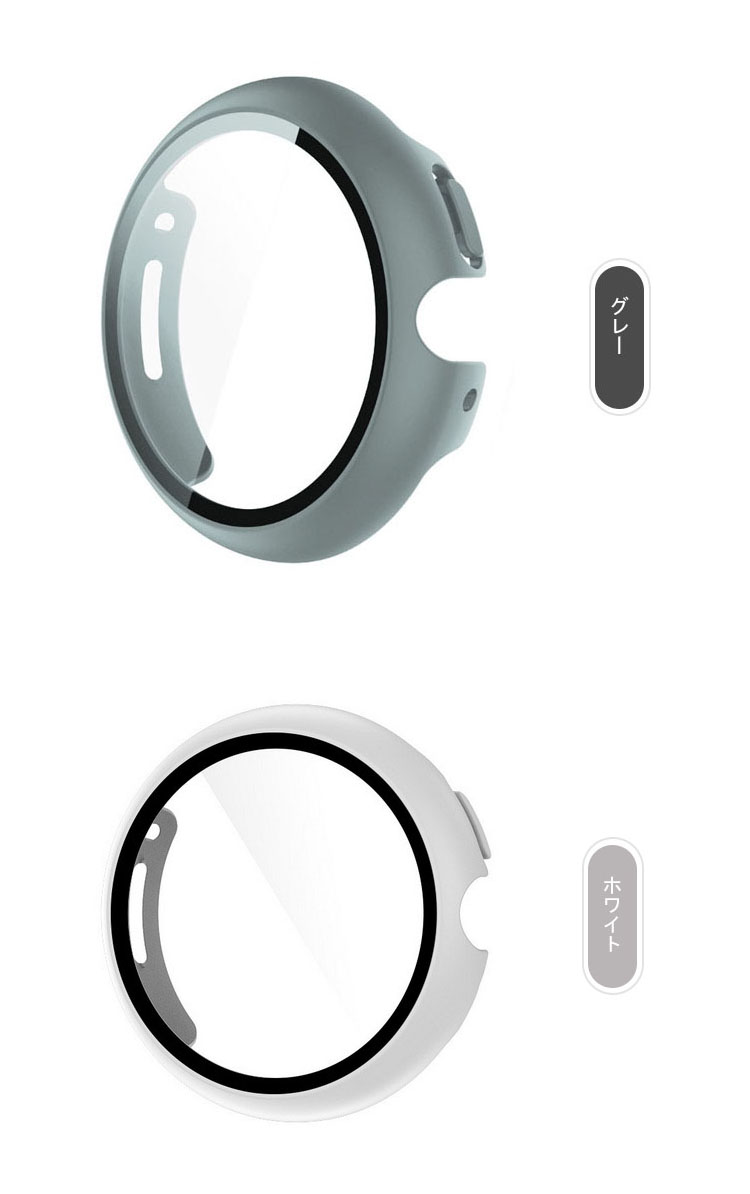Google Pixel Watch 2 ケース カバー プラスチック+強化ガラス 