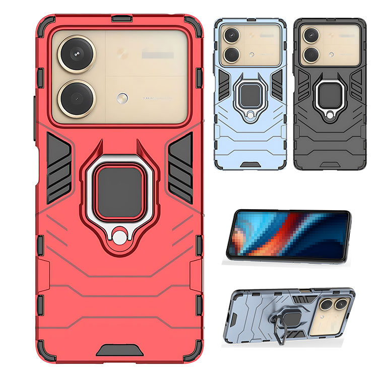 POCO X6 Neo �P�[�X �ϏՌ� �J�o�[ ��̌^�X�}�z�����O�t�� �X�^���h�@�\ �����O�t�� 2�d�\�� �X�g���b�v�z�[���t�� ���� �V���I�~ Xiaomi POCO X6 Neo