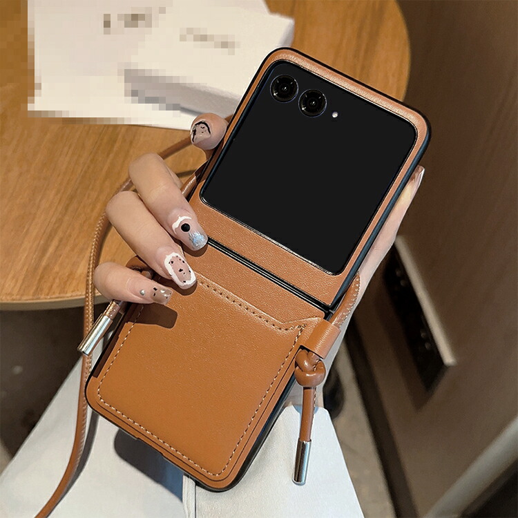 Moto Razr 40 Ultra ケース 折りたたみ型 PUレザー ストラップ付き