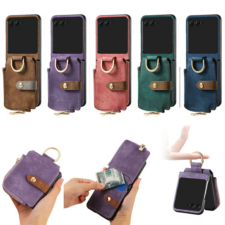 Razr 60/60s/60d �P�[�X Razr60 Ultra �ϏՌ� �J�o�[ PU���U�[ �܂肽���݌^ ��̌^�����O�t�� �X�^���h�@�\ �X �t�@�X�i�[�t�� �J�[�h���[�t�� �X�g���b�v��