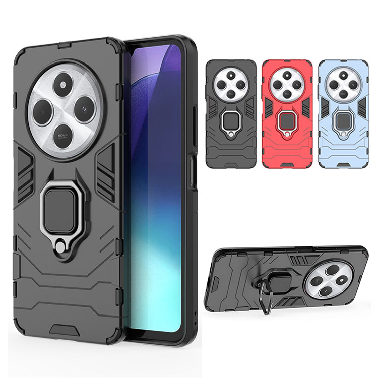 Redmi 14C �P�[�X �ϏՌ� �J�o�[ TPU+�v���X�`�b�N �X�^���h�@�\ �����O�t�� 2�d�\�� �X�g���b�v�z�[���t�� ���� �V���I�~ ���b�h�~�[ 14C �A���h���C�h