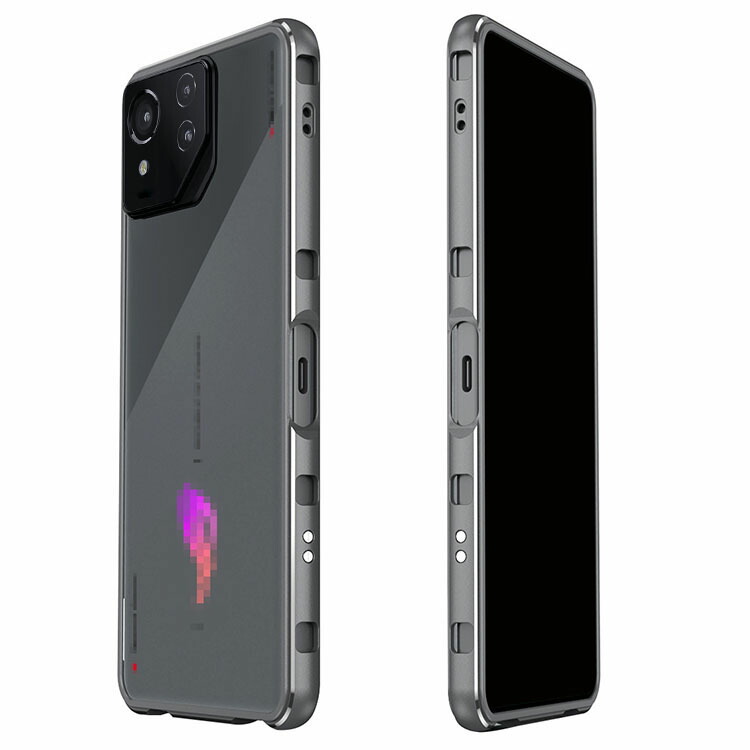 ASUS ROG Phone 8 グレー 本体 保護ケース付き ROG Phone 8 バンパー ケース Pro アルミバンパー ケース/カバー