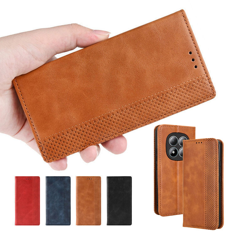 Redmi Note 15 5G �P�[�X Note 15 Pro 5G / Note 15 Pro+ 5G �蒠�^ �J�o�[ PU���U�[ �i�q�� �s���͗l �蒠�^PU���U�[�P�[�X �X�^���h�@�\ �J�[�h���[ ����