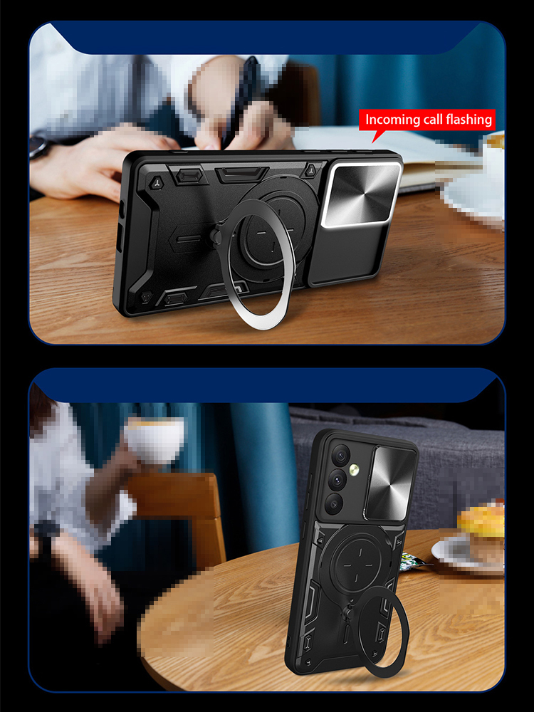 Galaxy S23 FE 耐衝撃 ケース カバー スライド式カメラレンズカバー付き レンズ保護 一体型リング付き マグネット式車載ホルダー対応 2重構 Samsung｜it-donya｜05