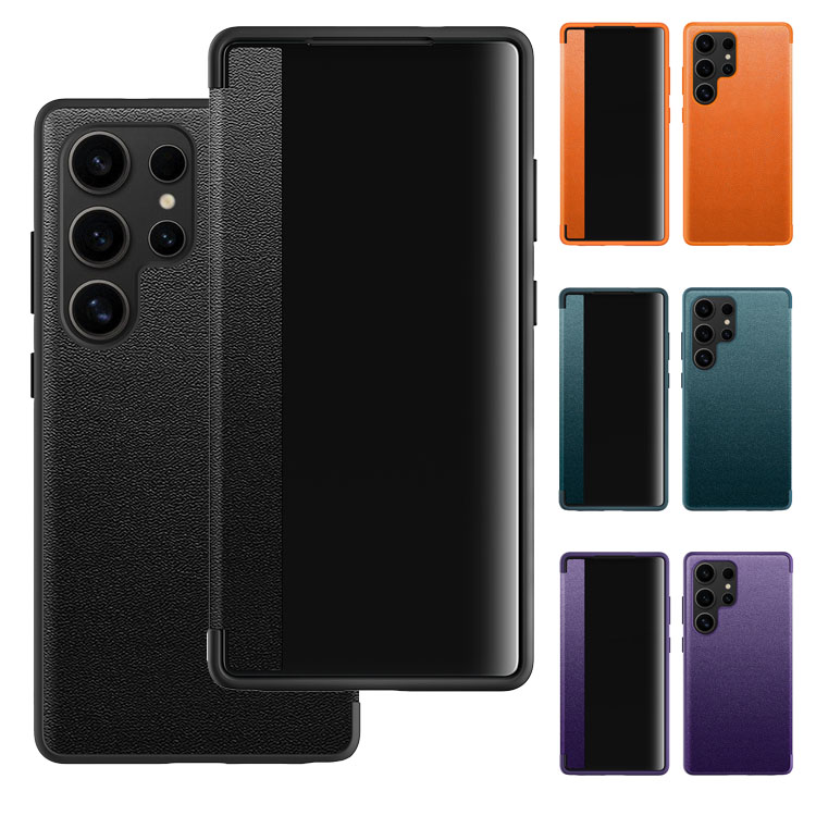 Galaxy S25 ケース S25+/S25 Ultra 手帳型 カバー 半透明 窓付き