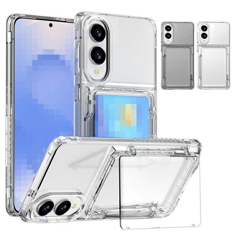 Galaxy S25 Edge �P�[�X �ϏՌ� �N���A�P�[�X ���� �J�[�h���[ �p �ی� �R�[�i�[�o���p�[ TPU + �v���X�`�b�N �V���v�� �T���X�� �M�����N�V�[ S25 Edge